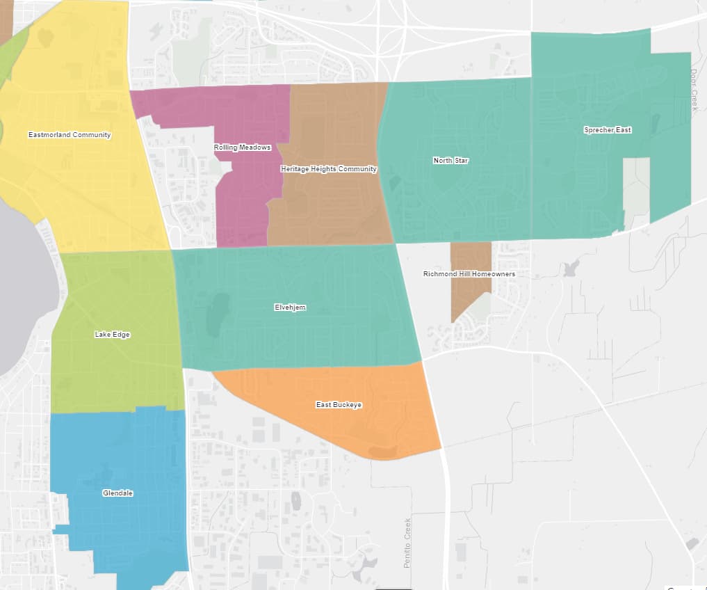 Map of Sprecher East neighborhood boundaries